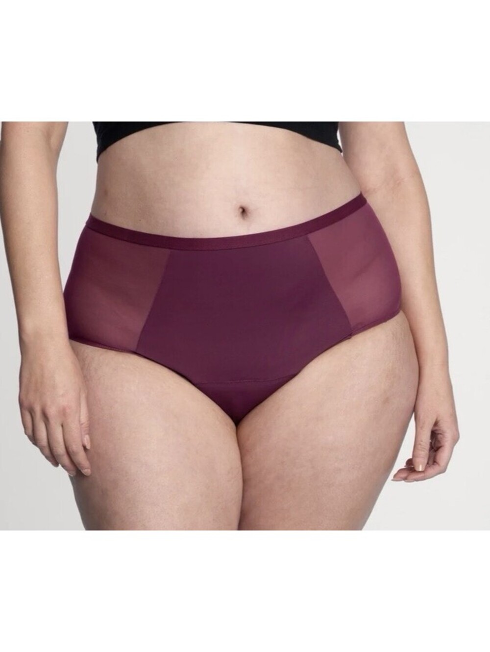 Thinx Comfort Stretch Hi-Waist Period-Proof Panties Size 1X Plum Red